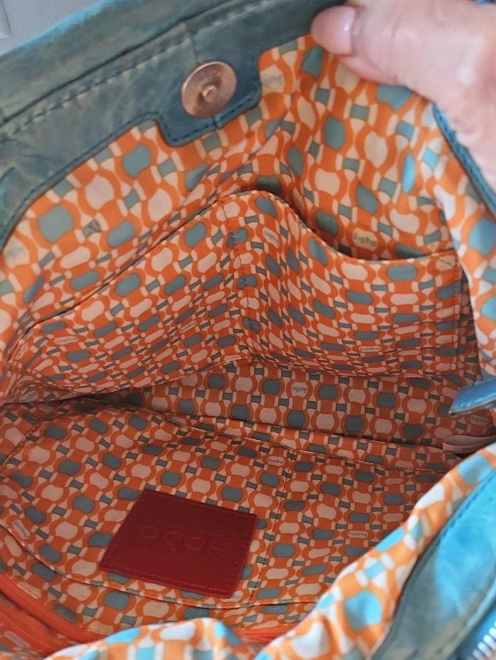 HOBO TEAL VINTAGE LEATHER SATCHEL (New $185) - Picture 10 of 13